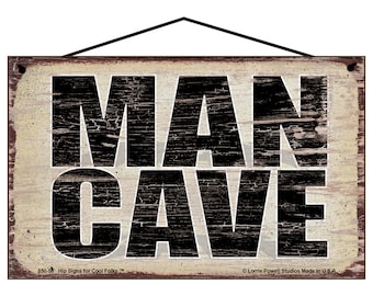 Man Cave Sign - Vintage Style Design - Home Decor Wall Art, Rustic Father's Day Gift for Him