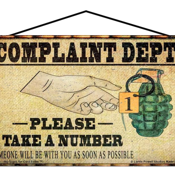 Complaint Department Take a Number Sign Etsy