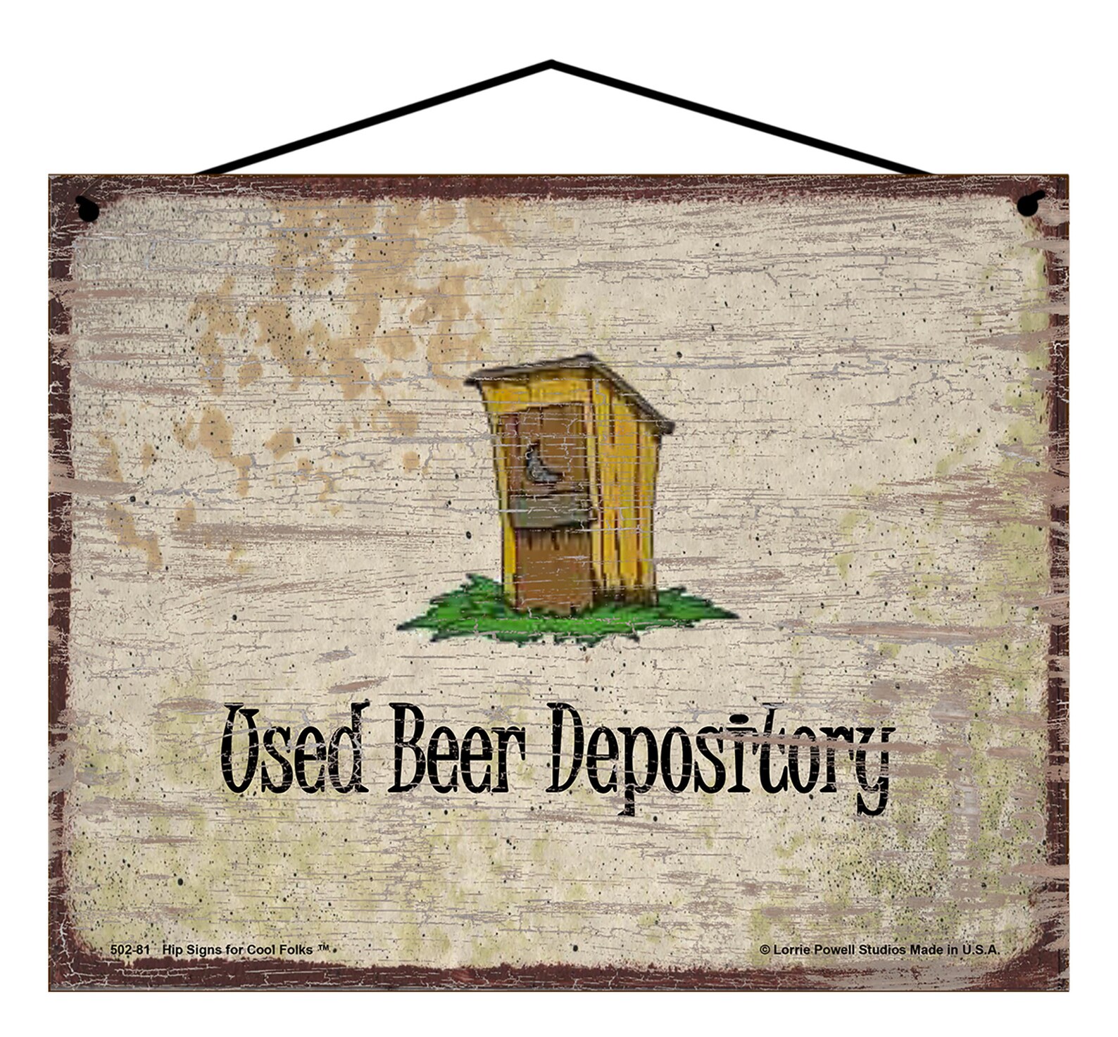 Vintage Style Bathroom Sign Used Beer Depository With Outhouse Rustic