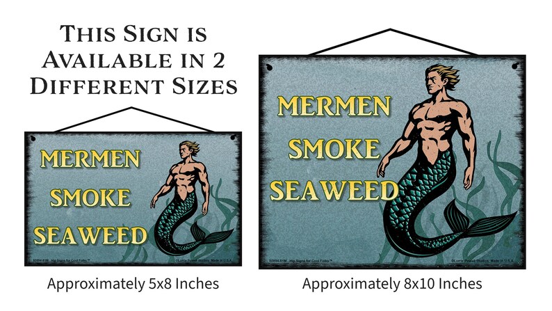 Mermen Smoke Seaweed Sign - Vintage Style With Strong Male Mermaid ...