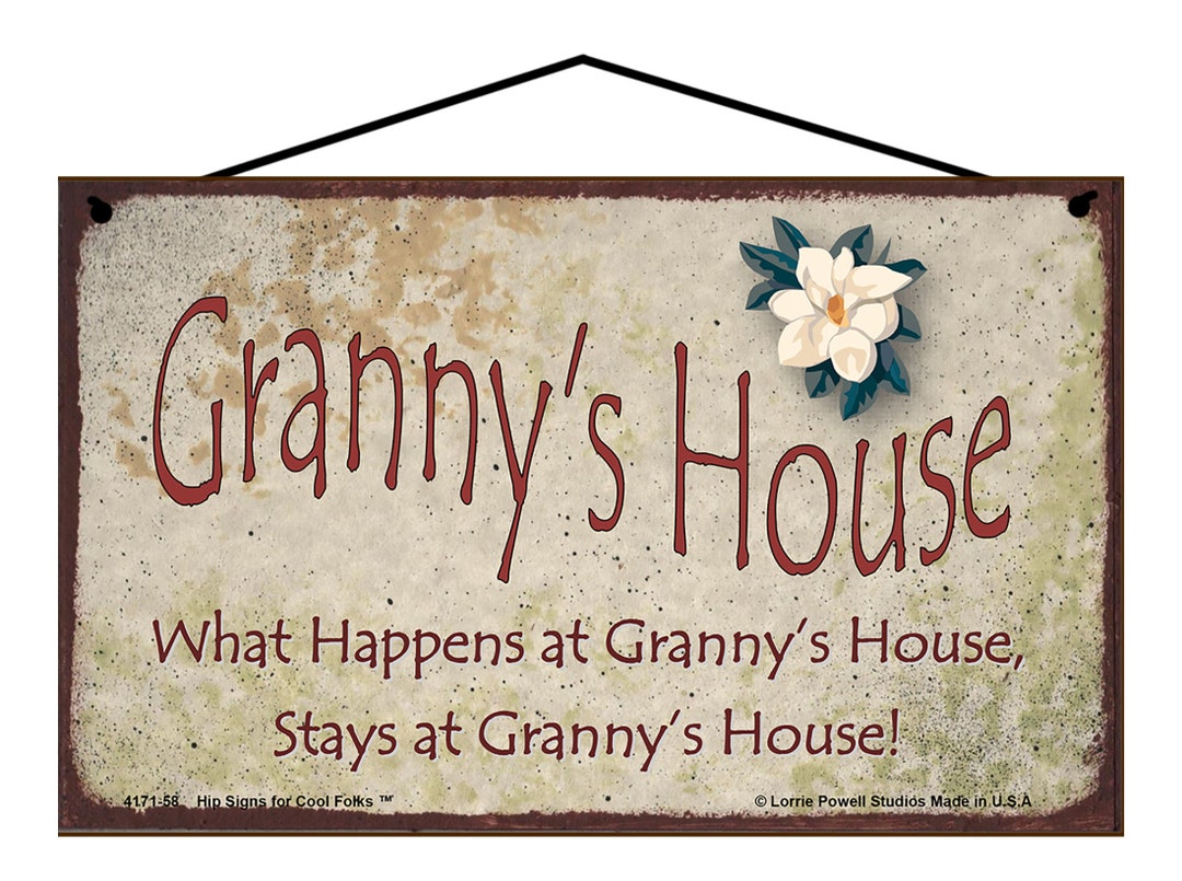 "What Happens At Granny's House" Wooden Sign - Rustic Home Decor, Gift For Grandma, 12x6 Inches