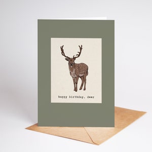 Alles Gute zum Geburtstag Hirsch druckbare Grußkarte, Jagd und Wildtiere Geburtstagskarte, 5x7 Klappkarte, Sofort Download, Print at Home