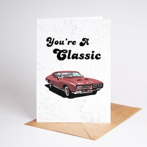 Sie sind eine klassische Vatertags-druckbare gefaltete Karte bearbeitbare Vorlage, Oldtimer, alles Gute zum Vatertag, alte Autokarte für Papa, zu Hause drucken