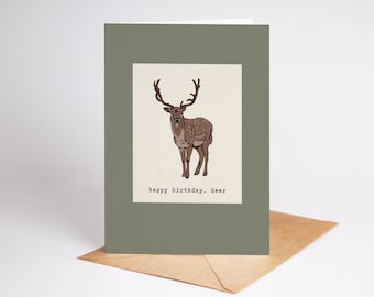Happy Birthday Deer Printable Greeting Card, Hunting and Wildlife Birthday Card, 5x7 Folded Card, Instant Download, Print at Home