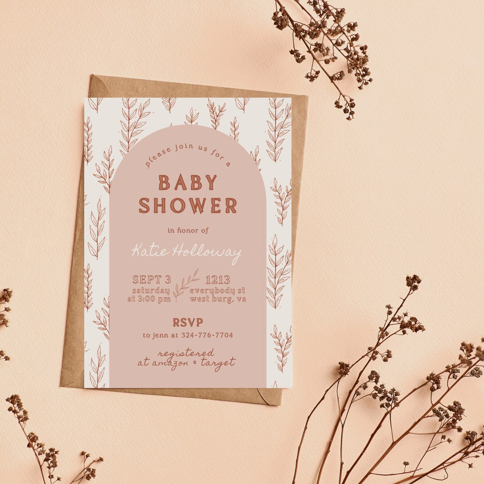 Boho Arch Baby Shower Einladungskarten – 20 Stück Mit Umschlägen, Doppelseitig Bedruckt, 10,2x15,2 Cm, Geschlechtsneutral
