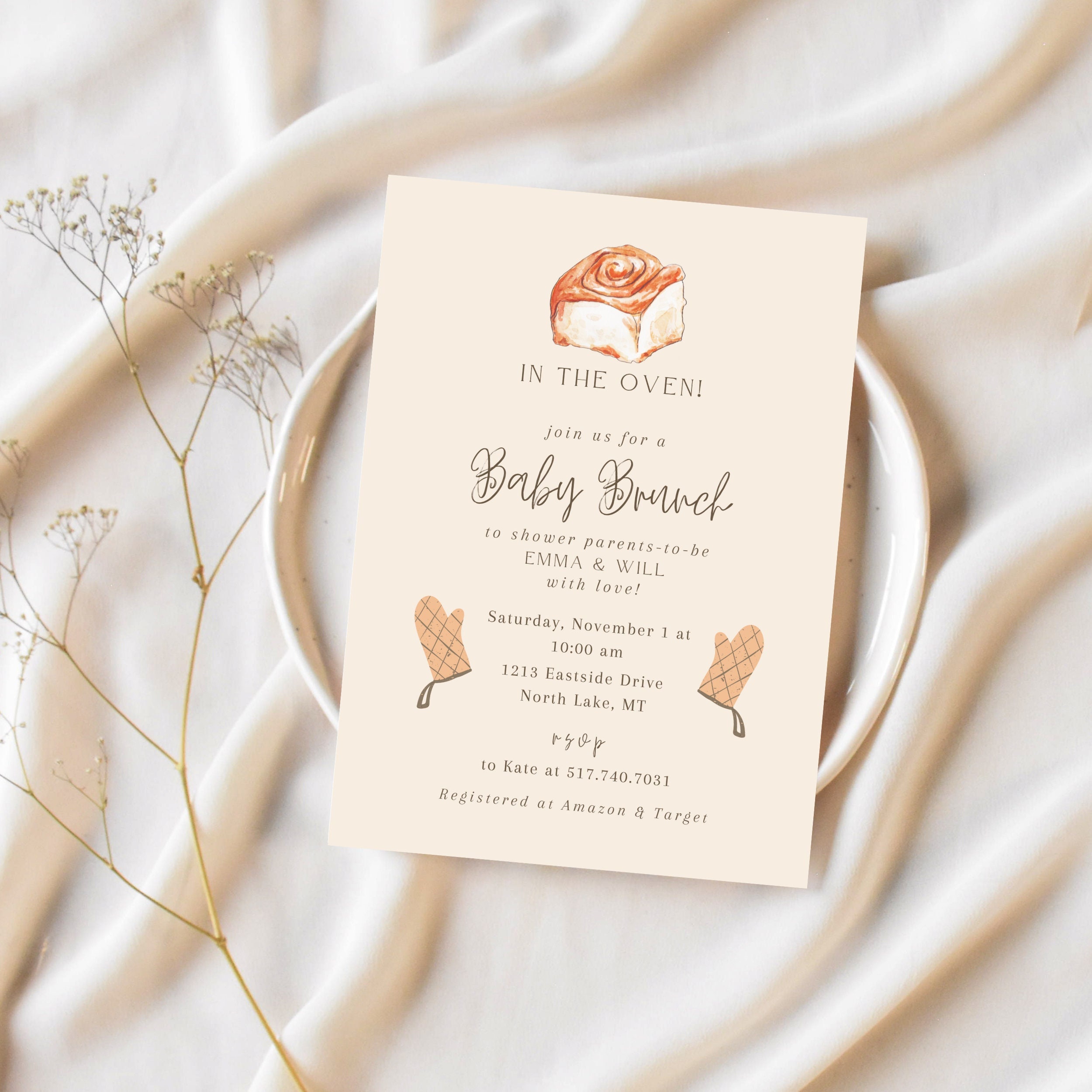 Bun in the Oven Baby Shower Brunch Invitation Customizable Template ...