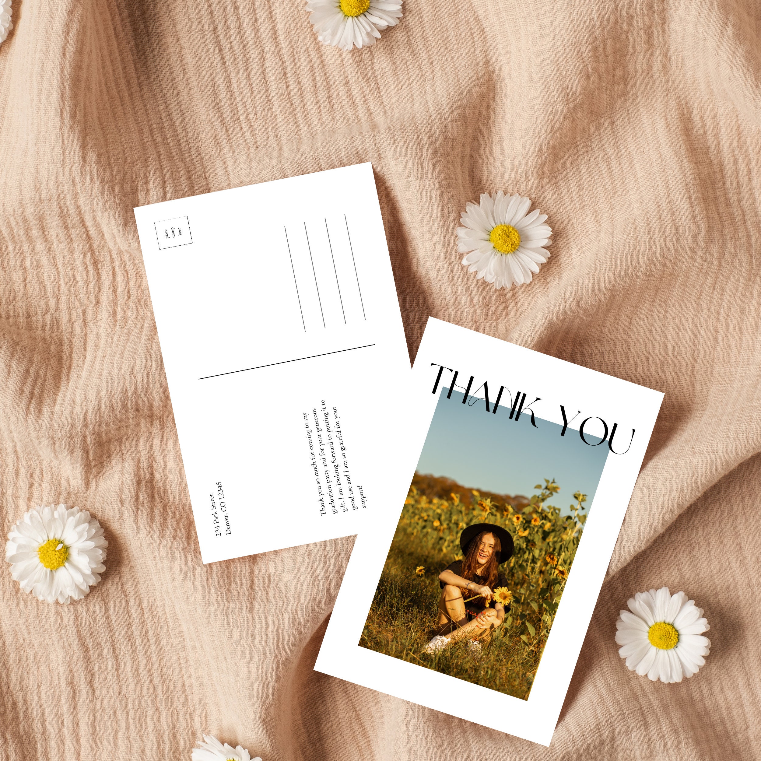 Thank You Postcard Editable Template Modern Minimalist Graduation Thank You Postcard Editable Template Modern Minimalist Graduation