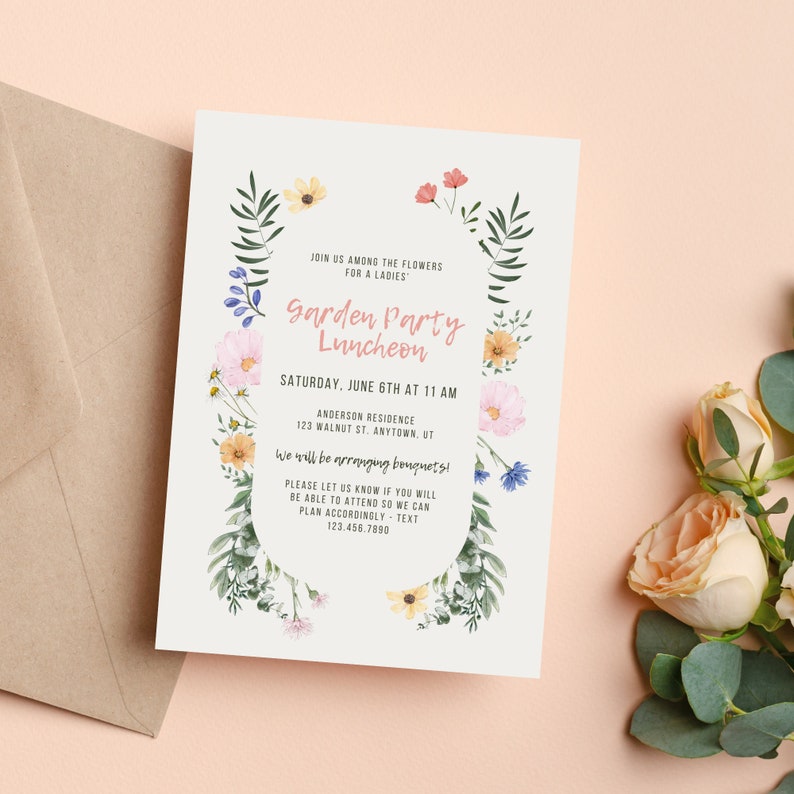 Ladies' Garden Party Luncheon Invitation Template, Make Your Own ...