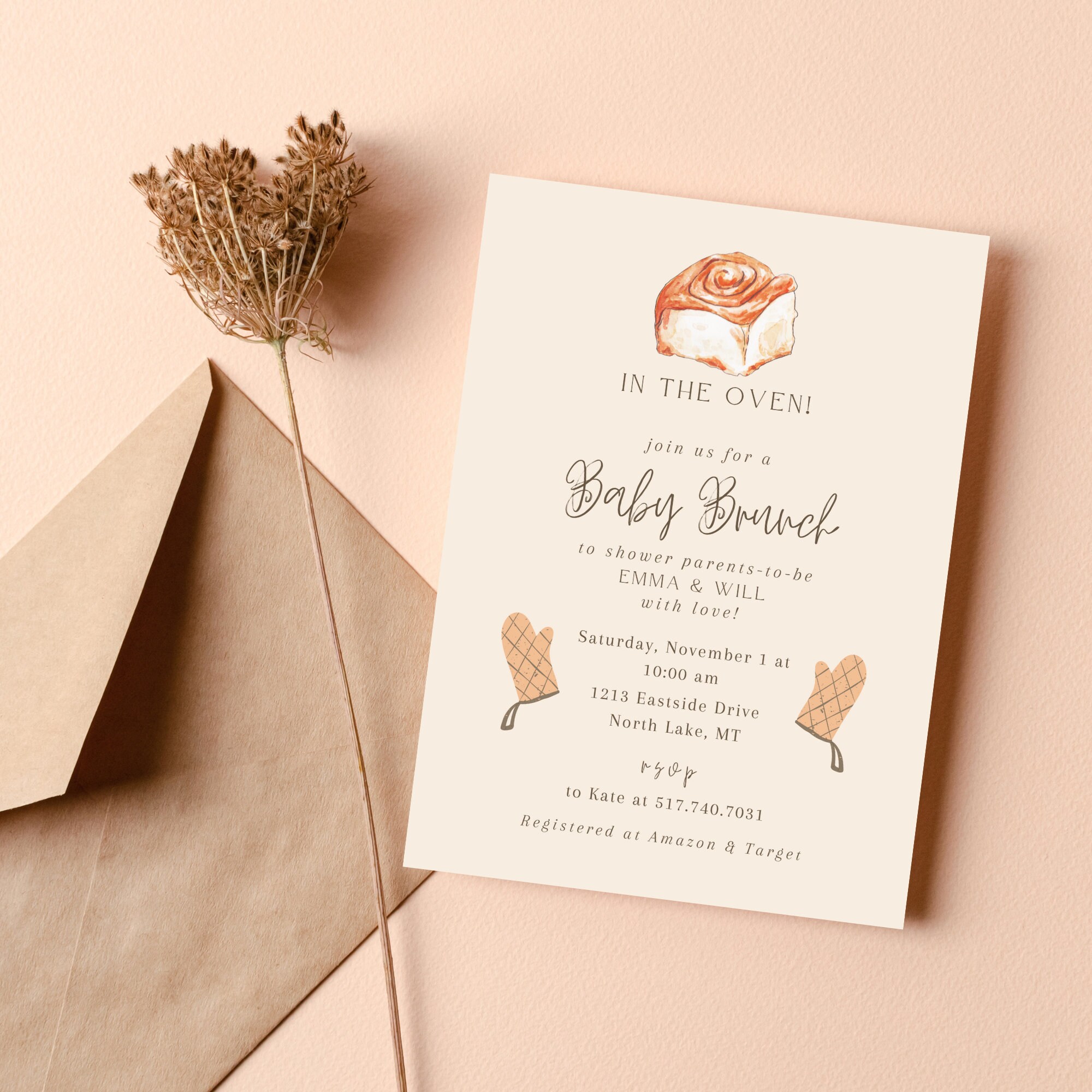 Bun in the Oven Baby Shower Brunch Invitation Customizable Template ...