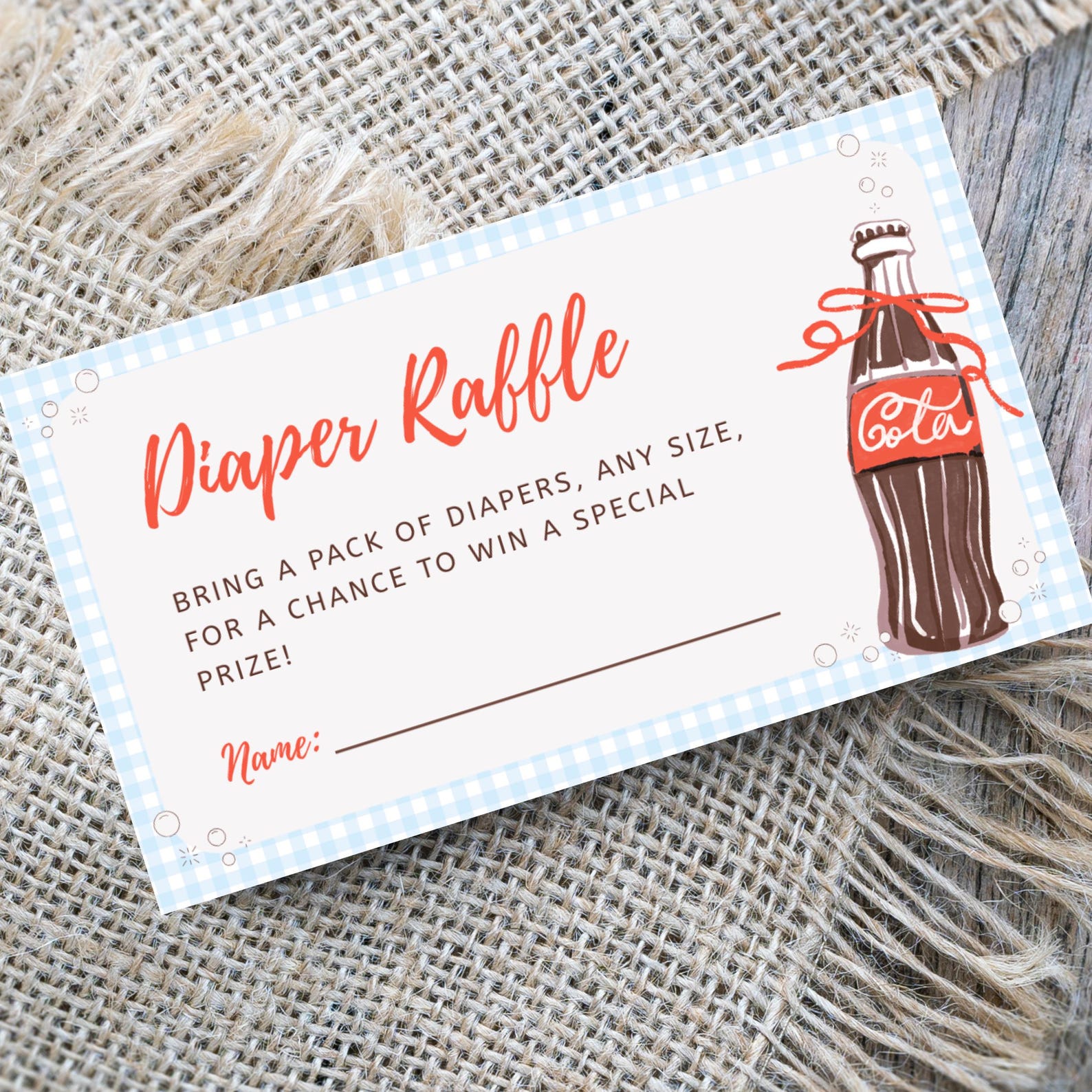 Coca Cola Icon Raffle She's Ready to Pop! Diaper Raffle Card Baby Shower Customizable ...