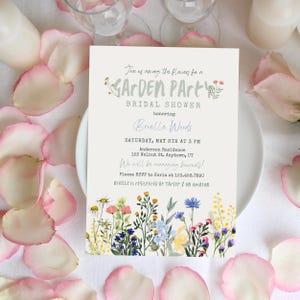 Garden Party Bridal Shower Invitation Template, Make Your Own Bouquet Girl Party, Spring Flowers Outdoor Shower, Editable Printable