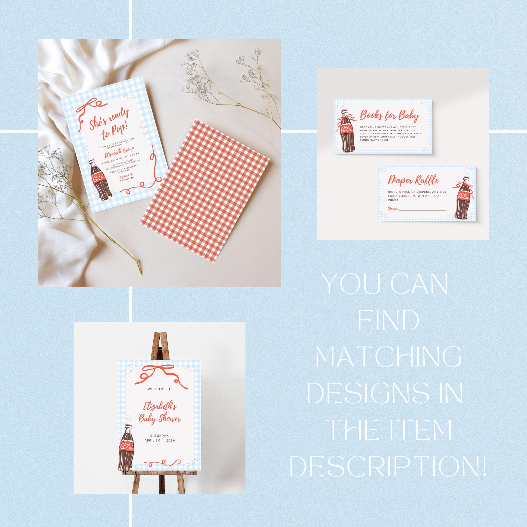Coca Cola Icon Raffle She's Ready to Pop! Diaper Raffle Card Baby Shower Customizable ...