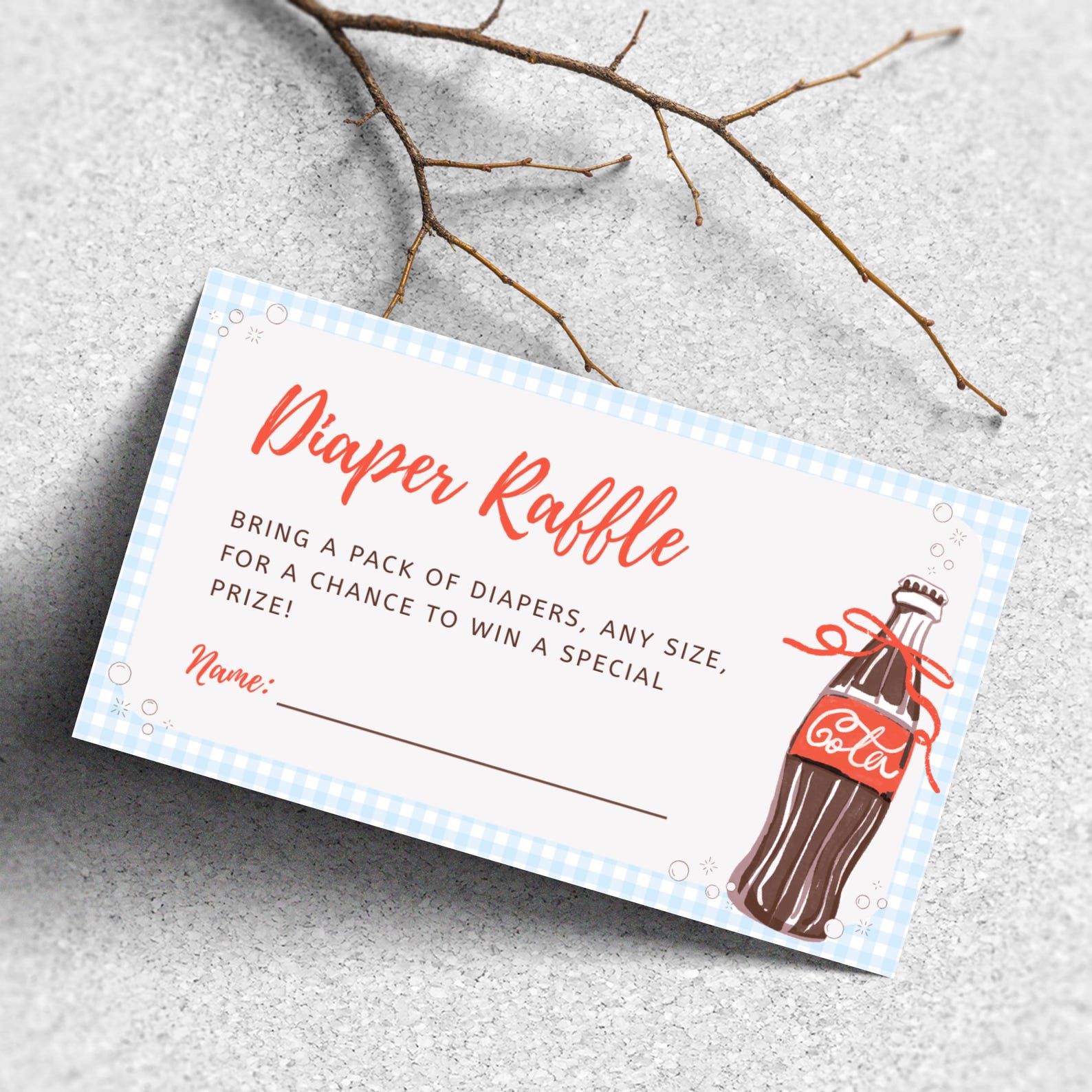 Coca Cola Icon Raffle She's Ready to Pop! Diaper Raffle Card Baby Shower Customizable ...