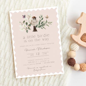 A Little Birdie Baby Shower Invitation Customizable Template Pink Bird Theme Gender Neutral Baby Shower Invite Simple Editable Printable