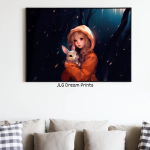 Printable Cute Anime Bunny Girl Digital Download, Wall Art Poster, Home Décor, Gift