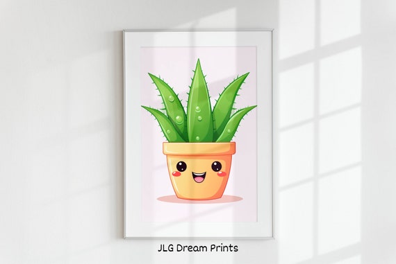 Kawaii Aloe Vera Plant Print, Cute Home Decor (digital Download) - Etsy