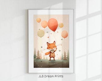 Cartoon Fox Nursery Art Print: Baby Room Decor (Digital Download)