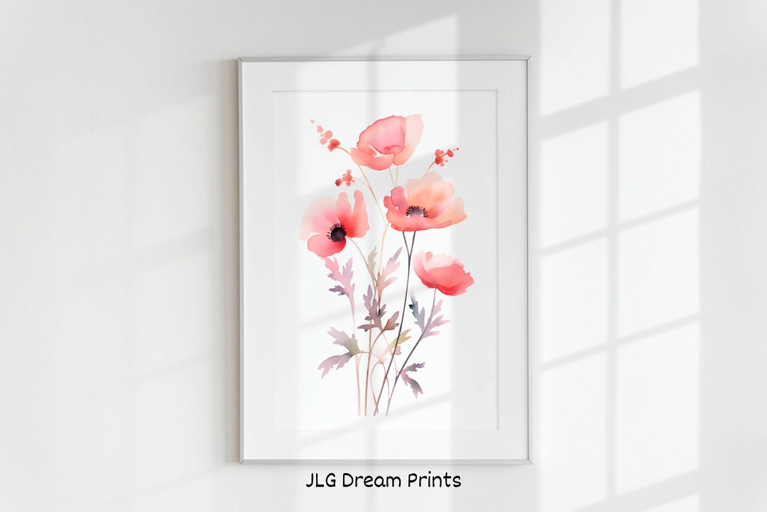 Printable Watercolor Flower Digital Download, Wall Art Print, Home ...