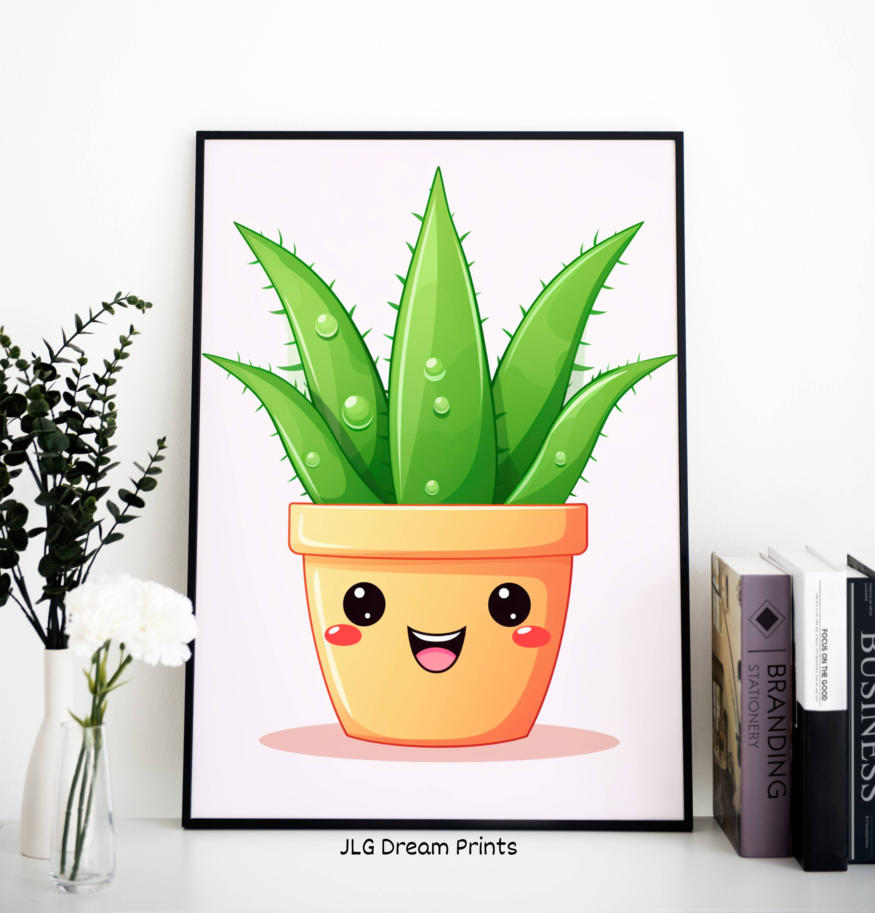 Kawaii Aloe Vera Plant Print, Cute Home Decor (digital Download) - Etsy