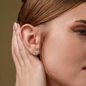 3 Prong Martini Set, Round Diamond Studs Earrings, Lab Diamond Earrings, 14k Gold Earrings, Anniversary Gift for Her, Engagement Earrings