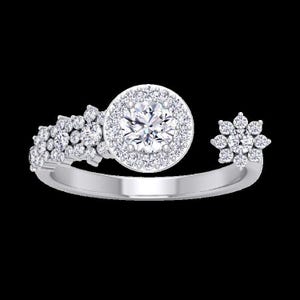 Anillo de compromiso con diamantes de laboratorio de 0,85 ct/oro blanco de 14 quilates, joyería nupcial/anillo de promesa para aniversario de boda, regalo para ella