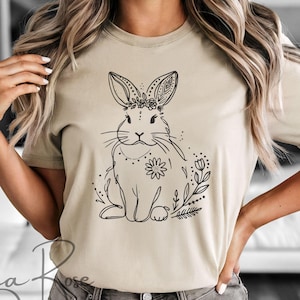 Boho Rabbit Shirt, Bunny Tee, Easter Shirt, Cute Bunny Shirt, Easter Bunny T-Shirt, Rabbit Lover Gift, Cute Easter Shirt, Bunny Lover Gift