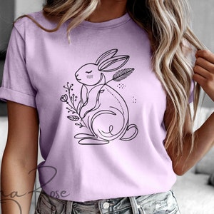 Rabbit Shirt, Bunny Tee, Easter Shirt, Boho Bunny Shirt, Easter Bunny T-Shirt, Rabbit Lover Gift, Cute Easter Shirt, Bunny Lover Gift