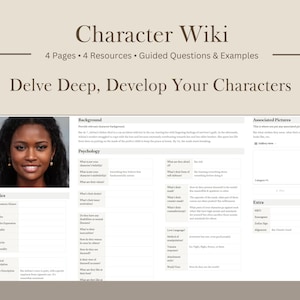 Character Wiki Notion | Character Profile| Novel Outline | Notion for Writers & Authors | Character Building Notion | Writing Planner