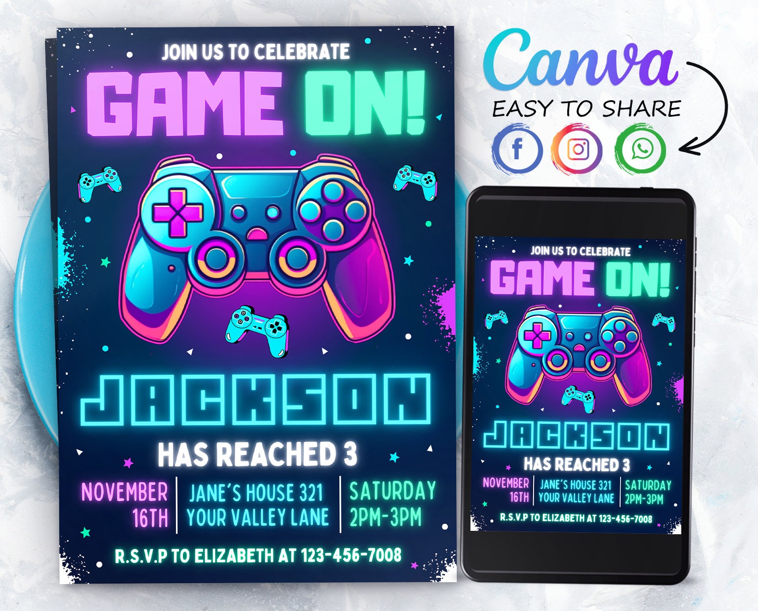 Editable Video Games Birthday Invitation Games Invitation - Etsy