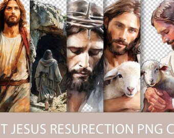 Resurrected Jesus Watercolor Clipart: Easter PNG Set (Digital Download)