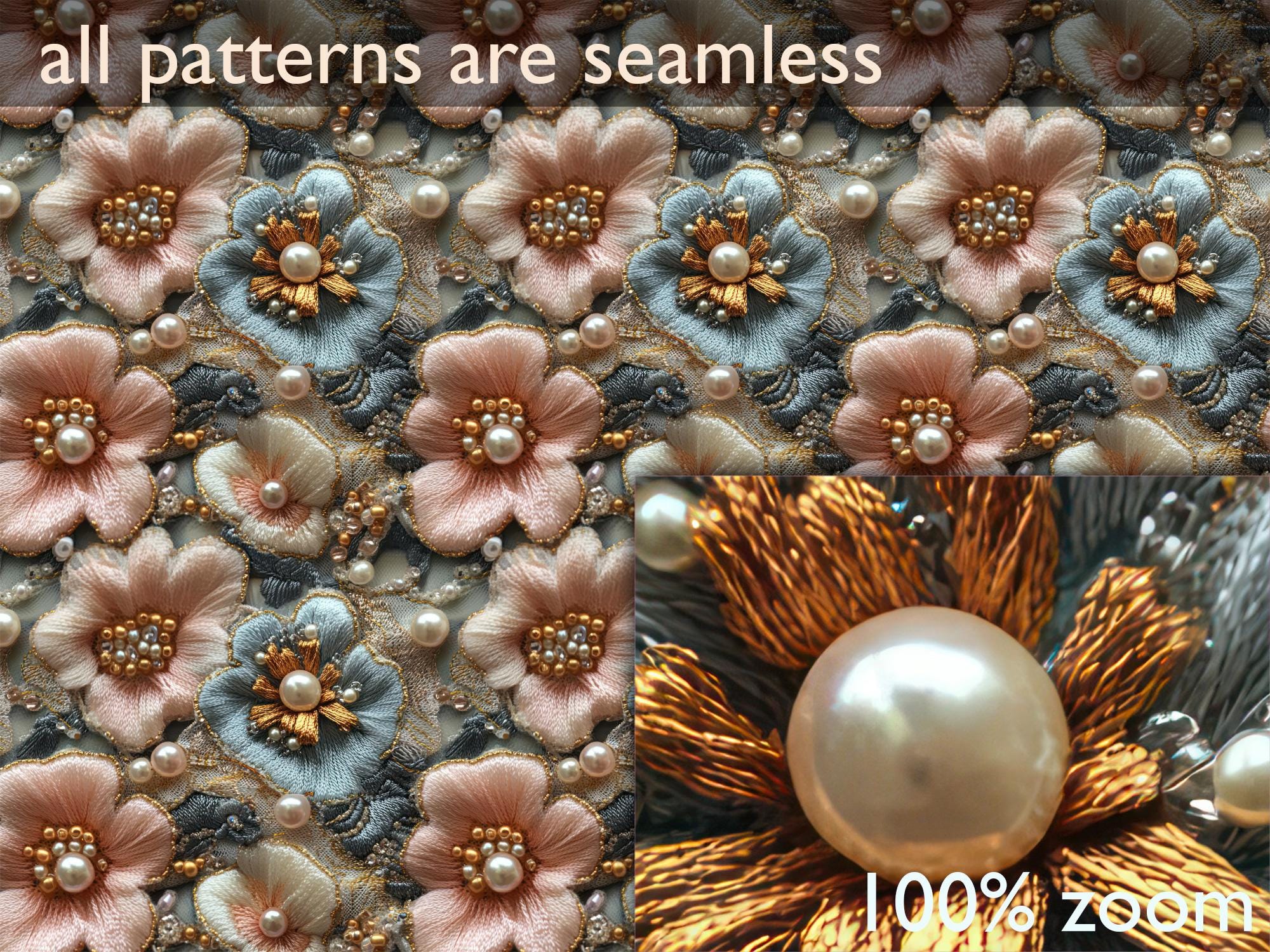 Lace Pattern: Floral, Pearls, Vintage Romance (digital Download) - Etsy