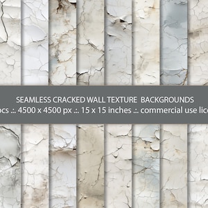20 Seamless  Cracked Wall Texture, Textures of Earth, Concrete, Peeled Paint: Photoshop Textures, Photography Overlays, and Digital Effects