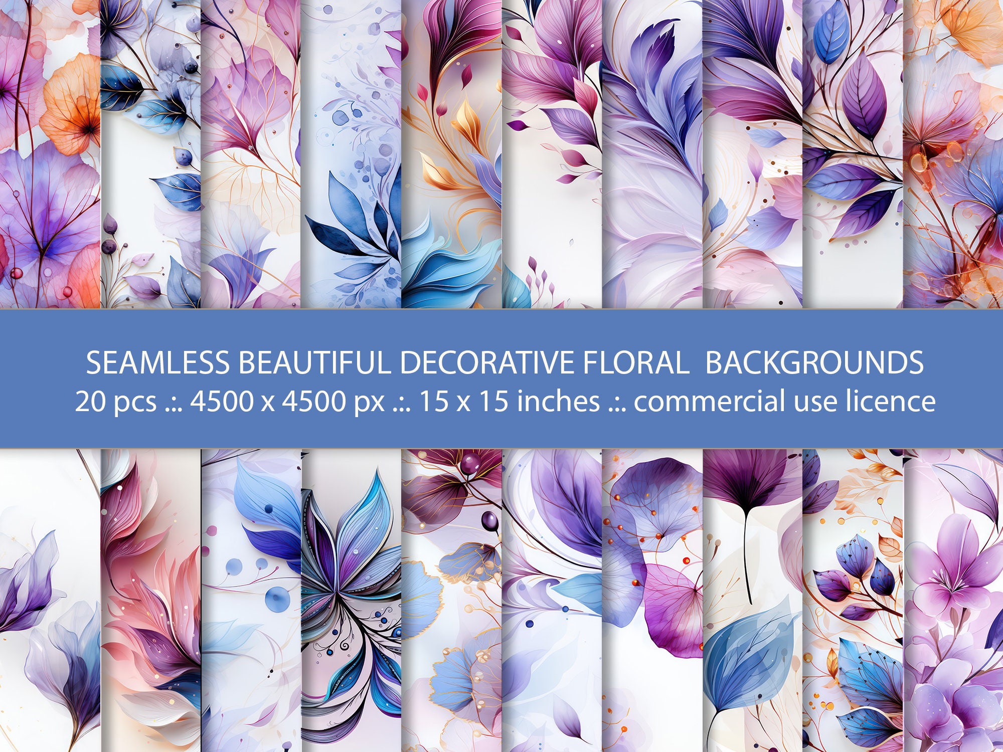 Purple Floral Digital Paper: Seamless Botanical Backgrounds (20 JPG) - Etsy