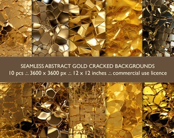 Gold Rock Digital Paper: 10 Seamless Metallic Textures (Instant Download)
