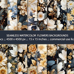 Watercolor Flowers Seamless Background: Scrapbook Paper (Digital Paper)