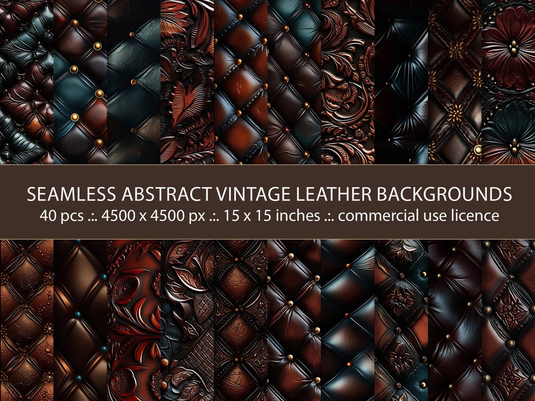40 Seamless Vintage Embossed Leather Backgrounds, Leather Textures for