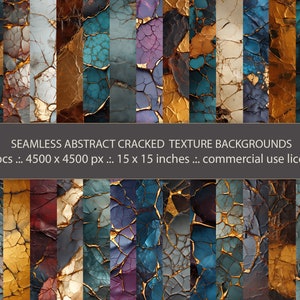 30 arrière-plans de texture fissurée abstraite sans couture, texture avec un design veiné d'or, paquet de papier numérique