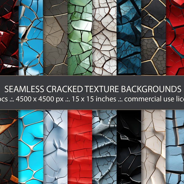 20 Seamless Cracked Texture Backgrounds,  Abstract Texture Backgrounds, Concept Vintage Pattern, Digital Paper Pack, Artistic Art Design