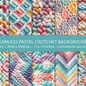 19 fonds de crochet et de tricot haute résolution sans couture Broderie sans couture, licence commerciale, téléchargement immédiat, impression sur tissu