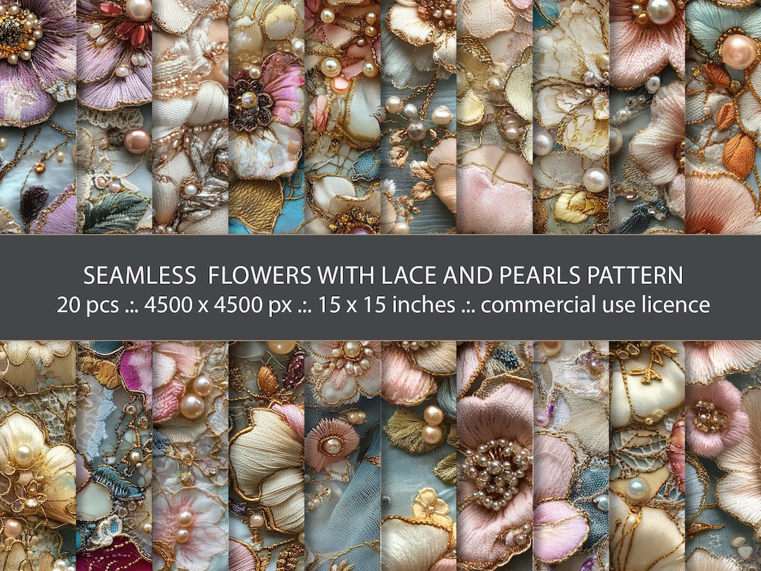 Lace Pattern: Floral, Pearls, Vintage Romance (digital Download) - Etsy