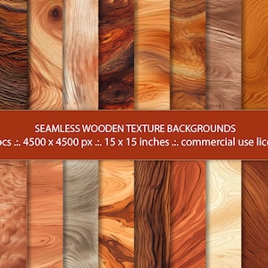 20 fondos de textura de madera sin costuras, patrones sin costuras, papel de álbum de recortes imprimible digitalmente de madera, texturas de madera