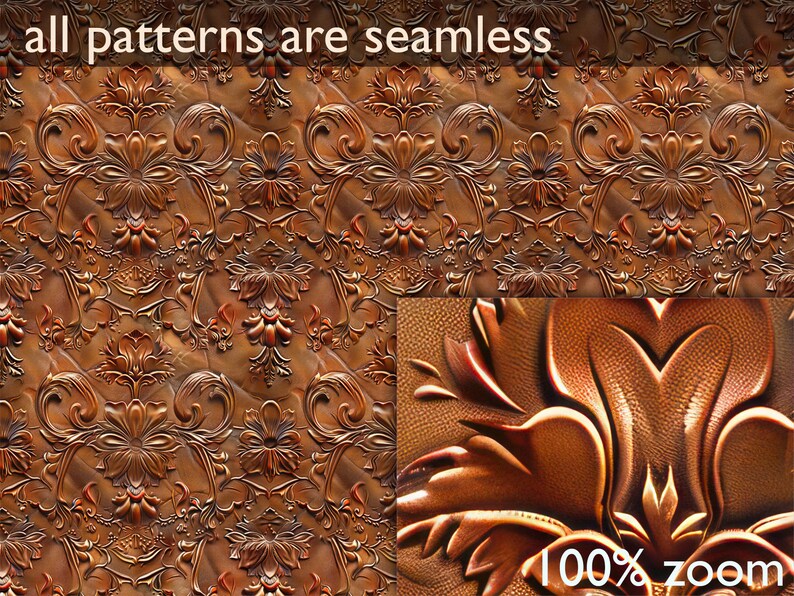 Embossed Leather Texture Backgrounds: 30 Ornate Floral Digital Papers ...