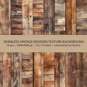 16 fondos de textura de madera vintage sin costuras, diseño rústico decorativo de madera, tablones de madera, paquete de papel digital