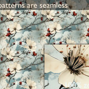 20 Seamless Cracked Flowers Vintage Backgrounds, Abstract Decorative Floral Backgrounds, Vintage Creative Floral Pattern, Digital Paper image 7