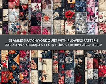 20 fondos de tela para patchwork bohemio: papel digital de lino sin costuras (descarga digital)