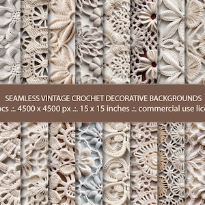 20 nahtlose dekorative Häkel-Hintergründe, Vintage-Häkeltextur-Hintergründe, Strickmuster-Hintergründe, Stoffdruck