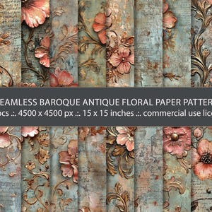 20 nahtlose Vintage Blumen Scrapbook Papier Hintergründe, nahtlose Muster, Scrapbook Papier Digital, künstlerische Blumenmuster, Vintage Textur