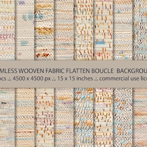 20 Seamless Wool Fabric Flatten Boucle Backgrounds, Knit Wool Texture, Digital Paper, Seamless Pattern