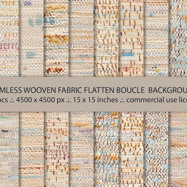 20 Seamless Wool Fabric Flatten Boucle Backgrounds, Knit Wool Texture, Digital Paper, Seamless Pattern