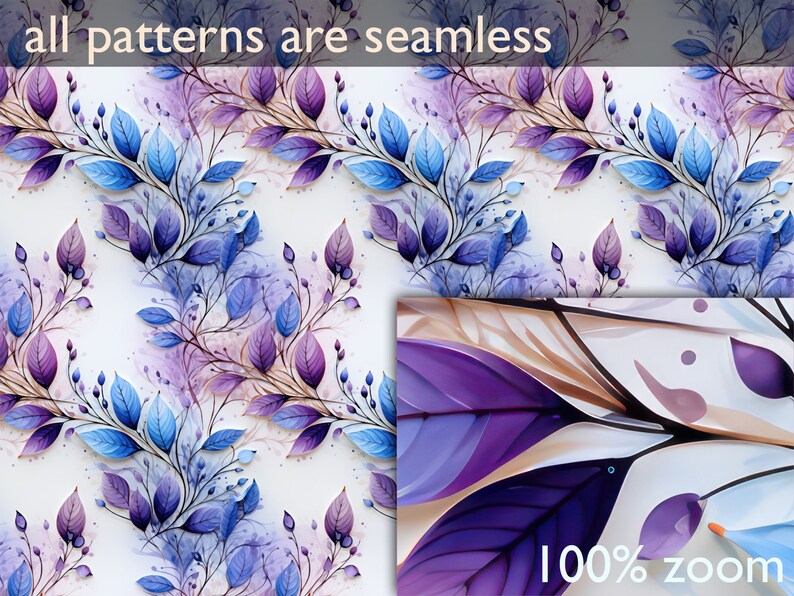 Purple Floral Digital Paper: Seamless Botanical Backgrounds (20 JPG) - Etsy